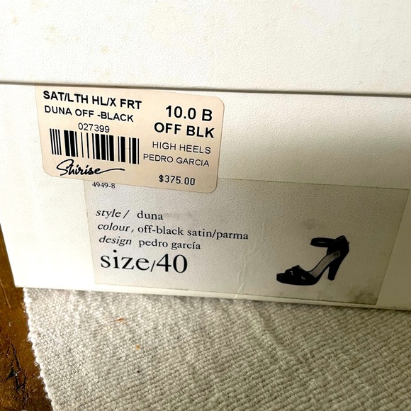 PEDRO GARCIA Black Satin & Leather Platform Ankle Strap Sandals Heels 40 10 NIB - Picture 5 of 6